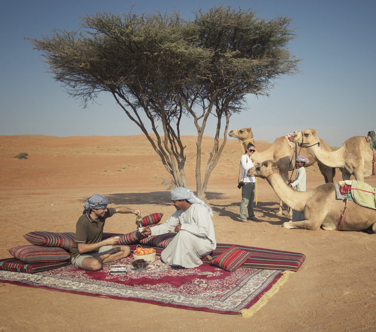 Oman rondreis, woestijn avontuur, theedrinken en dromedarissen