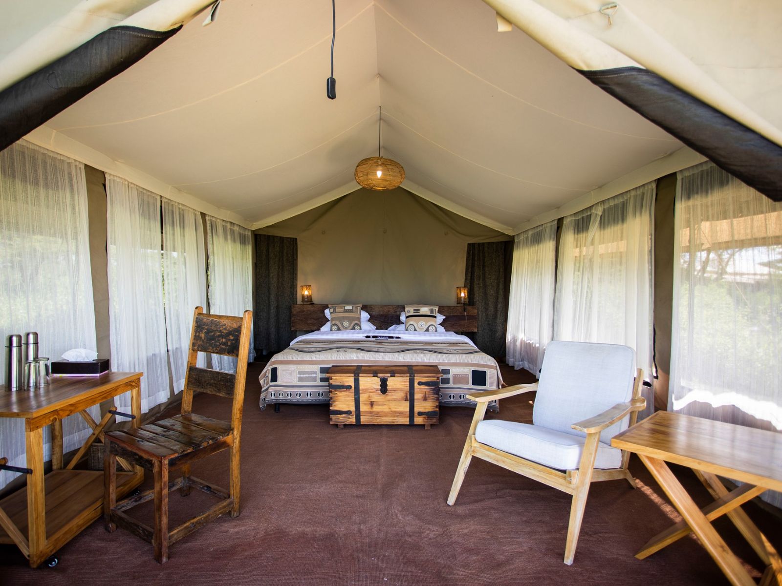 Rondreis Tanzania, Tarangire, Nyikani Tarangire Camp, binnenkant tent