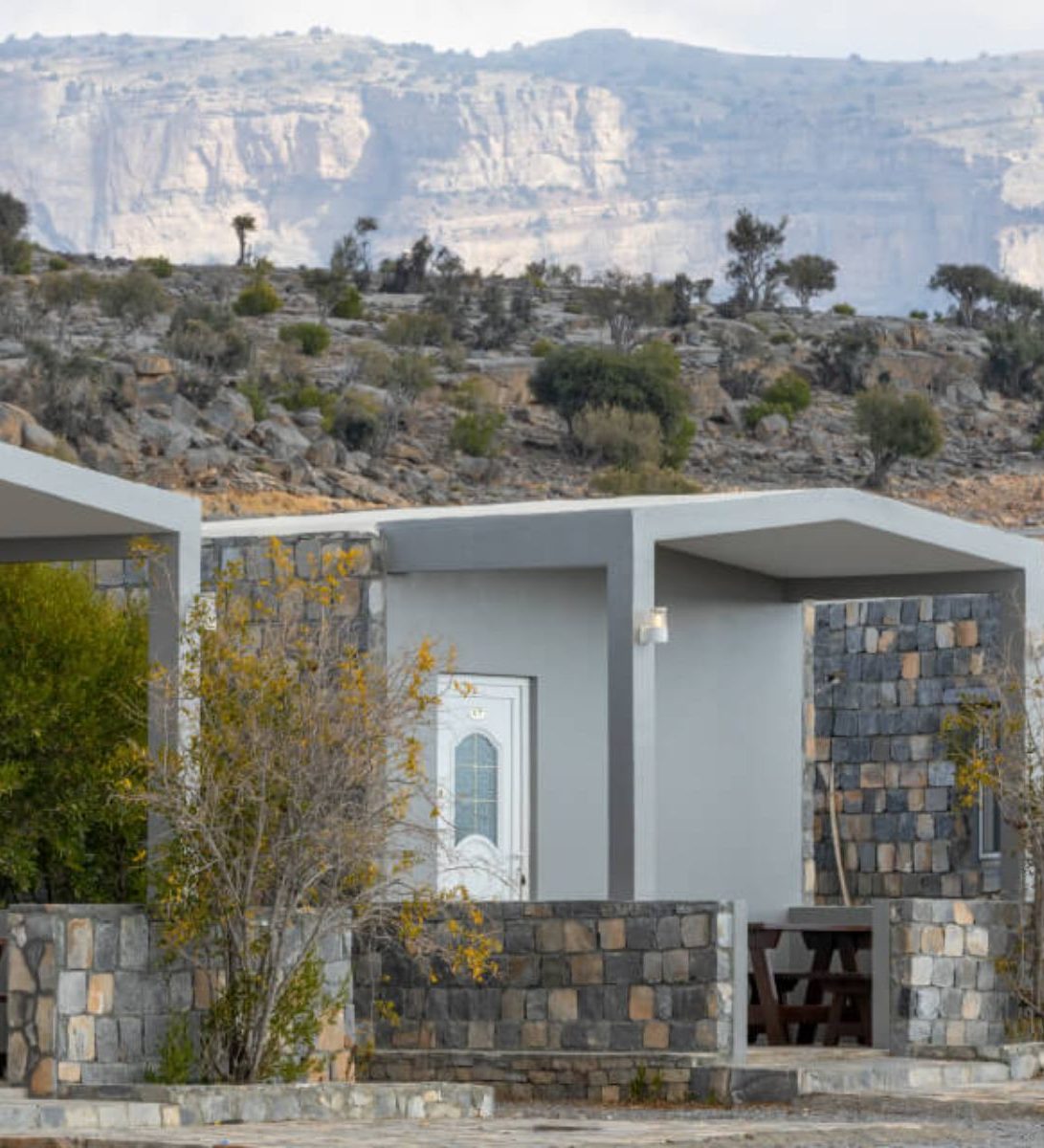 Rondreis Oman, Jebel Shams, Jebel Shams Resort, buitenaanzicht verblijf