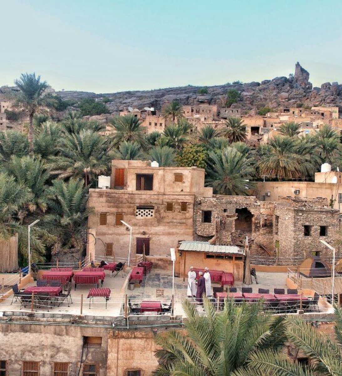 Rondreis Oman, Misfah Al Abreyeen, Misfah Old House, buitenaanzicht accommodatie