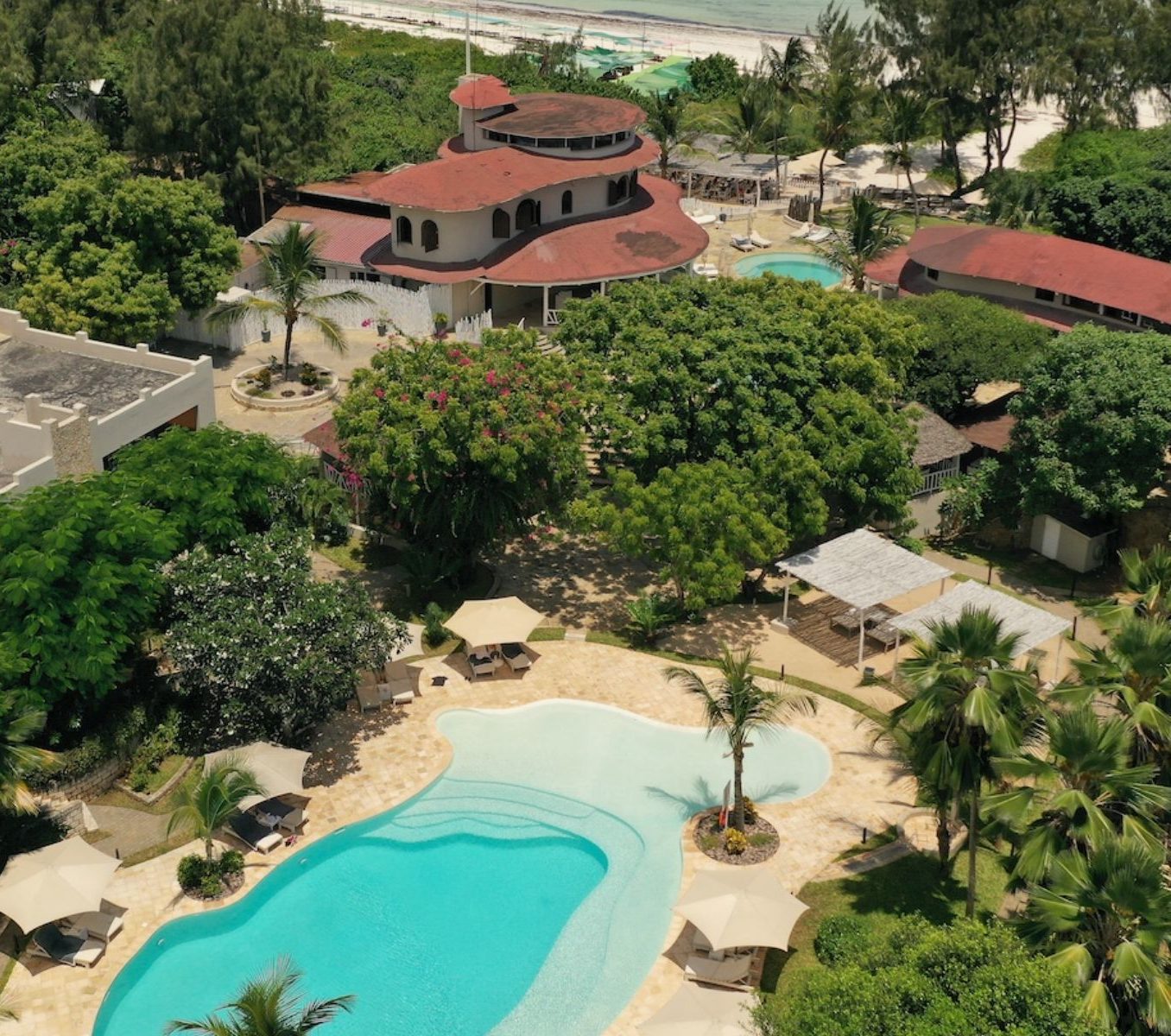 Rondreis Kenia, Watamu, Kobe Suite Resort, bovenaanzicht resort