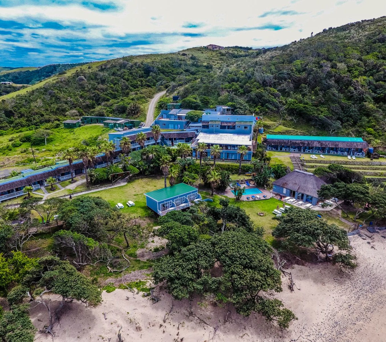 Rondreis Zuid-Afrika, Coffee Bay, Ocean View Hotel, bovenaanzicht hotel