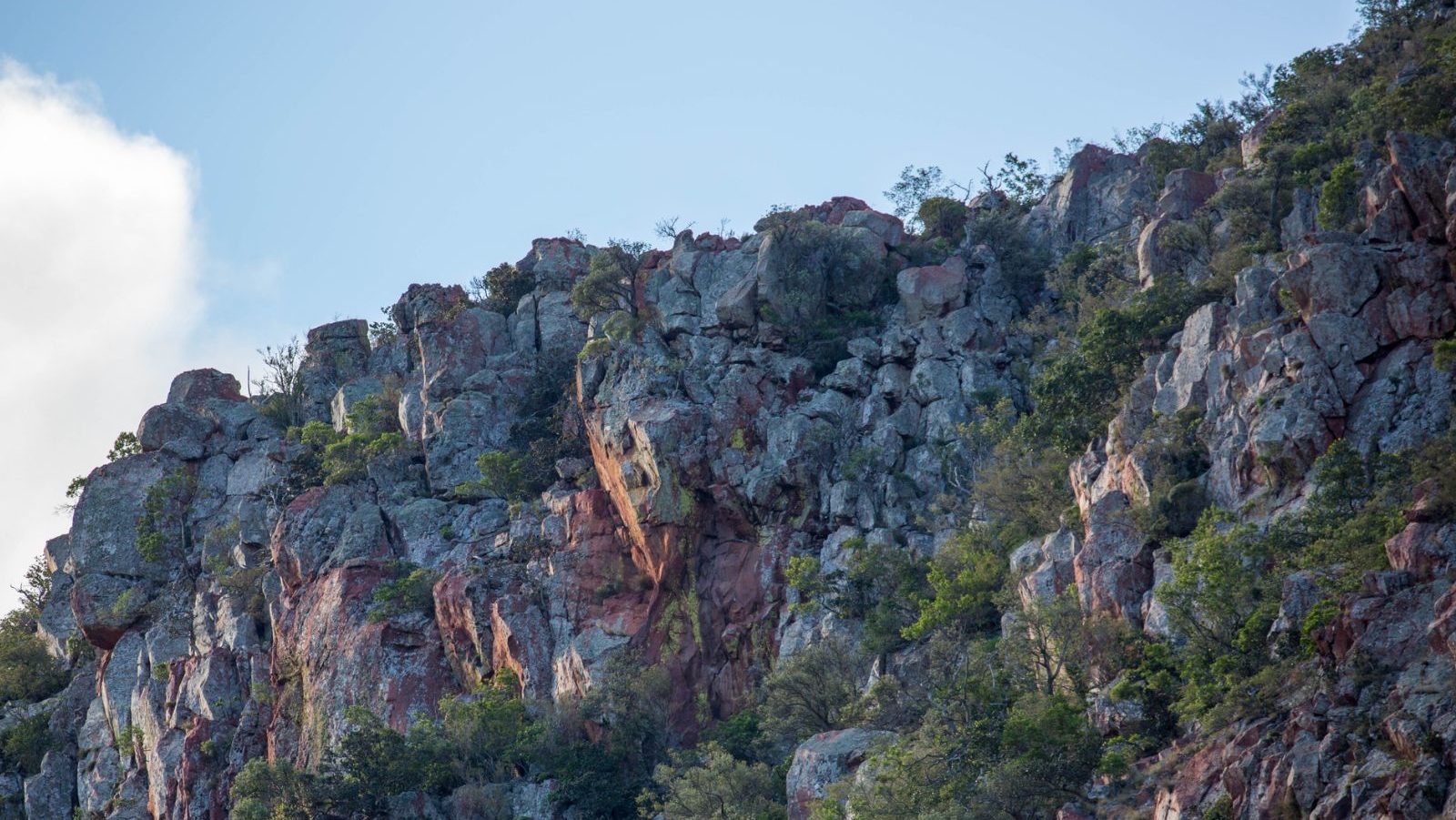 Rondreis Zuid-Afrika, Soutpansberg, rotswand in de vallei